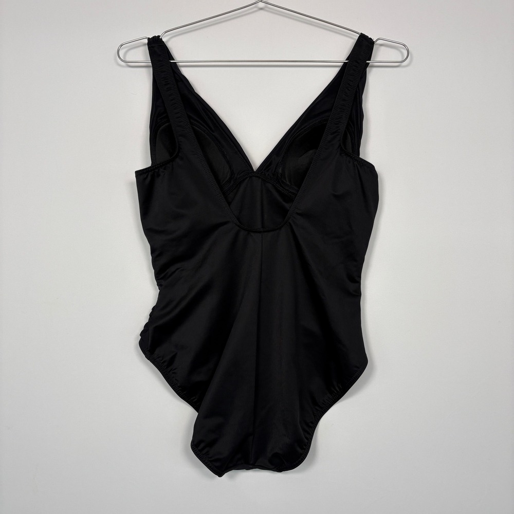 Miraclesuit Womens One Piece Swimsuit Size 16 Black Ruched V-Neck 2589 Slimming - Picture 3 of 11